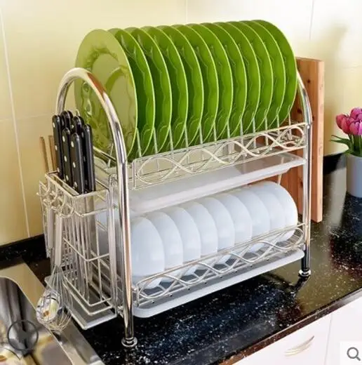 

304 stainless steel bowl rack double deck chopsticks rack kitchen storage rack storage rack racks