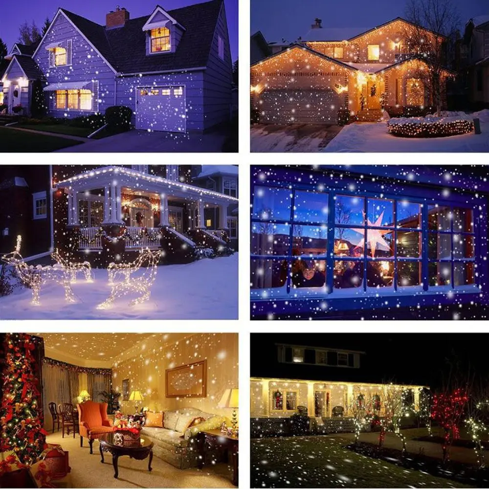 

Christmas LED Snowfall Projection Lamp Waterproof Outdoor with Remote Control Snowflake Landscape Light for Xmas Party Decor