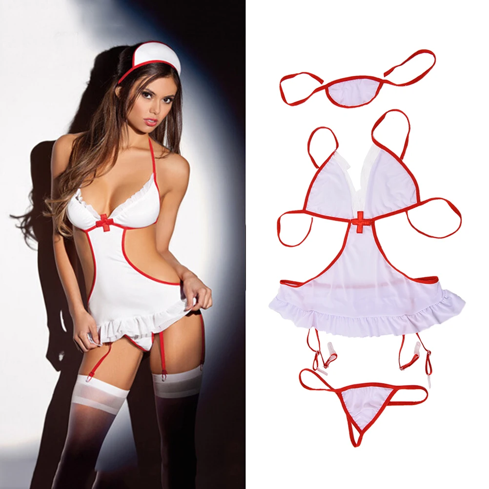

Sexy White Halter Nurse Uniforms Sexy Product Kimono Erotic Lingerie Cosplay Nurse Costumes HOT!!New Sexy Halloween Cosplay
