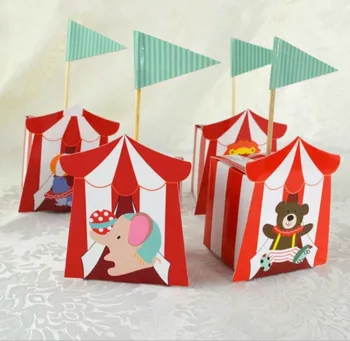 

20pcs/lot Circus animal sugar box Paper Candy Box Children's day Theme Decoration Baby Shower Souvenirs Party Favors Gift Box