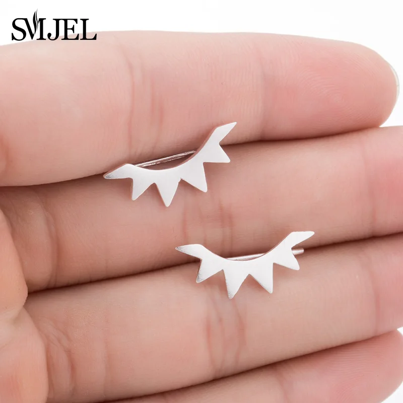 

SMJEL Matte Sunburst Ear Climbers Sun Earrings for Women Peak Triangle Earring Geometric Jewelry Birthday Party Gifts sieraden