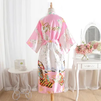 

BZEL Silk Bridesmaid Bride Robe Maid Of Honor New Women Long Satin Wedding Kimono Robes Sleepwear Nightgown Dress Woman Bathrobe