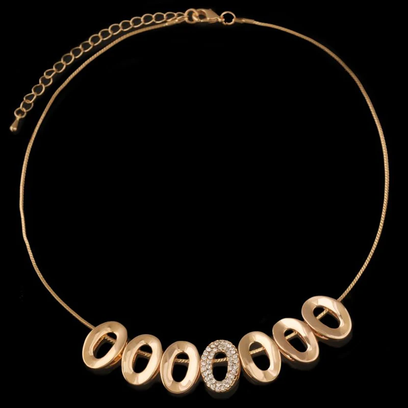 

MxGXfam Elgant Oval Pendant Necklace Women Crystal 18 Yellow Gold Color Retro Vintage Style
