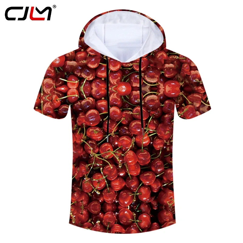 

CJLM Personality 3D Full Printed Man Red Cherry Hooded Tshirt Funny Unisex Tee Shirt Men's Delicious Fruit Hoodies T-shirt