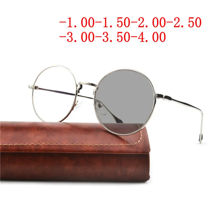 

2018 round alloy Sun Photochromic Myopia Eyeglasses Optical Men student Finished Myopia Eyewear prescription Glasses Frame FML