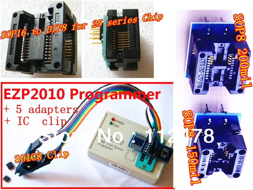 EZP 2010 25T80 Bios High Speed USB SPI Programmer SOP16 SOP 16 SOP8 SOP 8 to DIP8 DIP 8 EZP2010 + 5 Adapters + SOIC8 Clamp EZP 2010 25T80 Bios High Speed USB SPI Programmer SOP16 SOP 16 SOP8 SOP 8 to DIP8 DIP 8 EZP2010 + 5 Adapters + SOIC8 Clamp