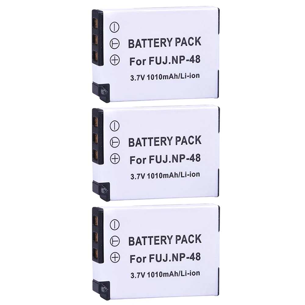 3Pcs 3.7V 1010Mah Np-48 Np48 Np 48 Batteria Agli Ioni Di Litio Per Fotocamere Digitali Fujifilm Np-48, Fnp48, Bc-48 Fujifilm Xq1, Xq2