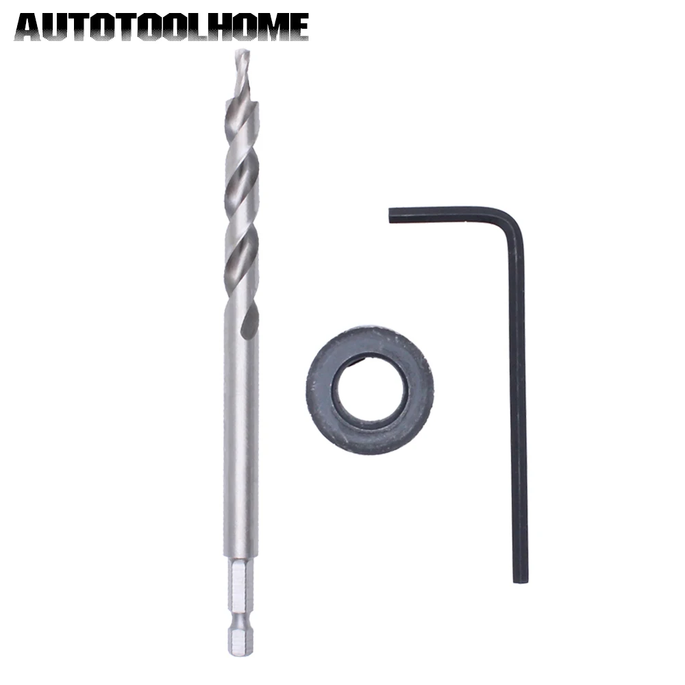 

3/8" 9.5mm HSS Twist Step Drill Bit Hex Shank with Stop Collar For Kreg Pocket Hole Jig Doweling Joinery Woodworking Tools