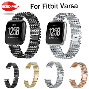 

New Beads Round Beads Alloy Watch Band Wrist Strap For Fitbit Versa Replacement Smartwatch Sporting Goods Accessories Watch band