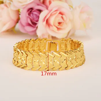 

wide 17mm MEN 18 K YELLOW GOLD GF REAL ID BRACELET SOLID WATCH CHAIN LINK 20cm Containing about 30% or more of an alloy