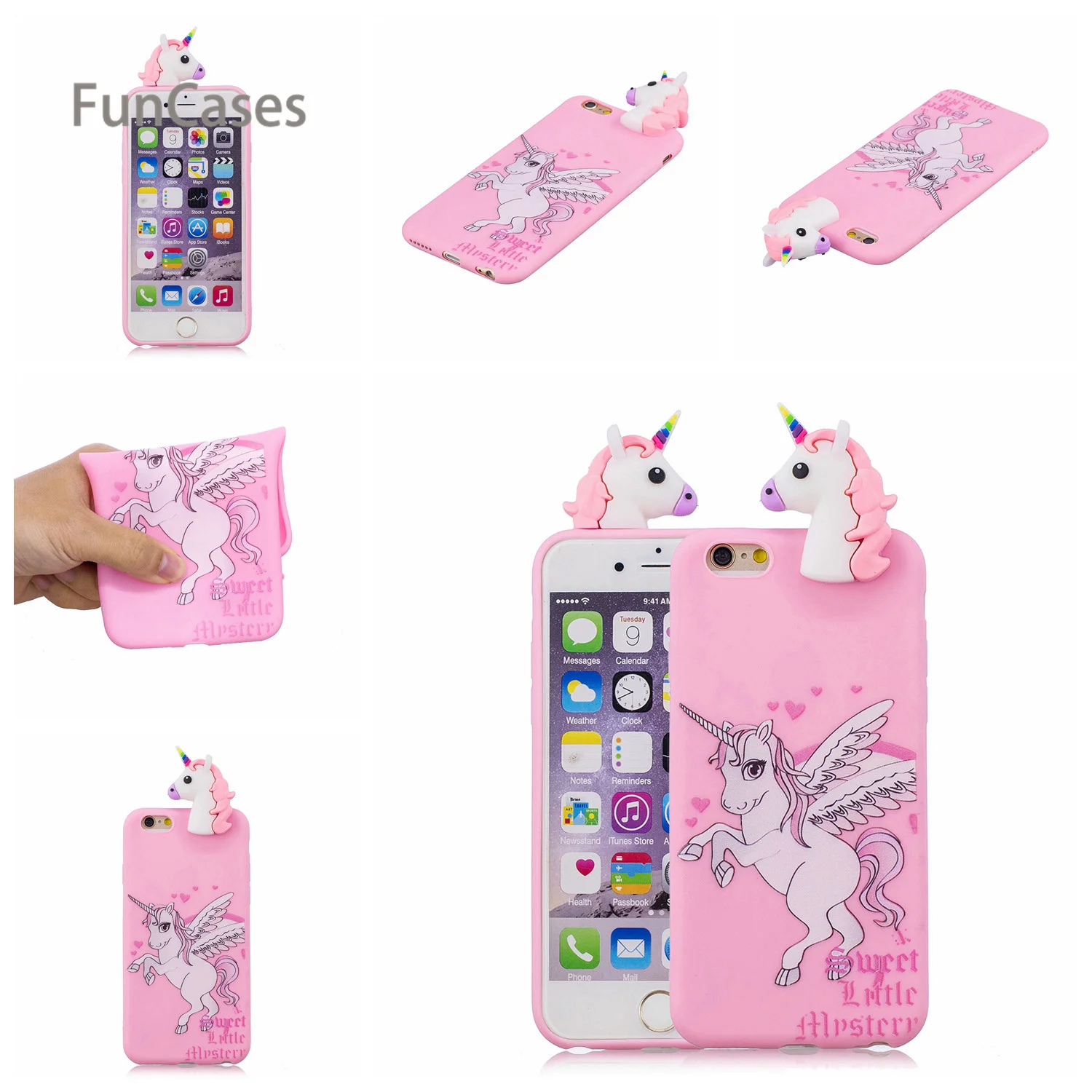 Красивый Единорог чехол для телефона СПС Capinha iPhone 6 Plus Мягкий силиконовый Estojo