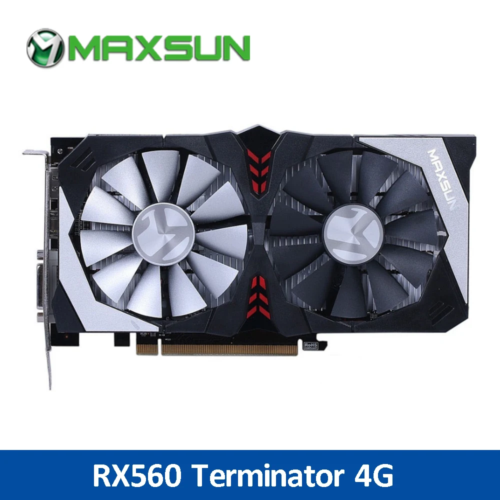MAXSUN RX560D Terminator 4G Graphics card 6000MHz GDDR5 1176MHZ 128bit HDMI+DP+DVI Workstation/Desktop Video for ETH | Компьютеры и