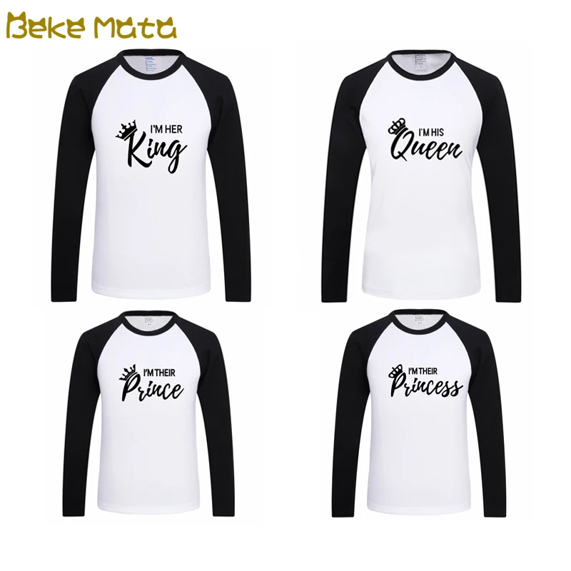 BEKE MATA Family Matching Clothes Spring 2019 Long Sleeve QUEEN KING Mother Daughter T Shirts Look Father Son | Мать и ребенок