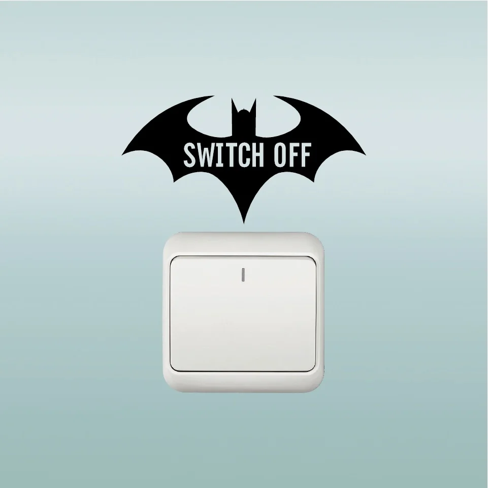 

12*6.3cm Cartoon Batman Silhouette Switch Sticker Creative Batman Save Electricity Window Stickers Home Decor