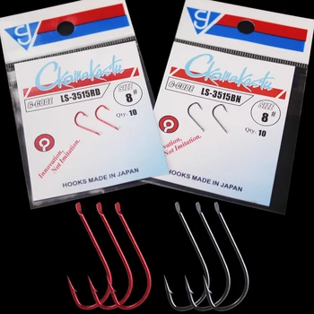 

10pcs/lot black and red sode fishing hooks High Carbon Steel Fishing Hook Non-Barb gamakatsu
