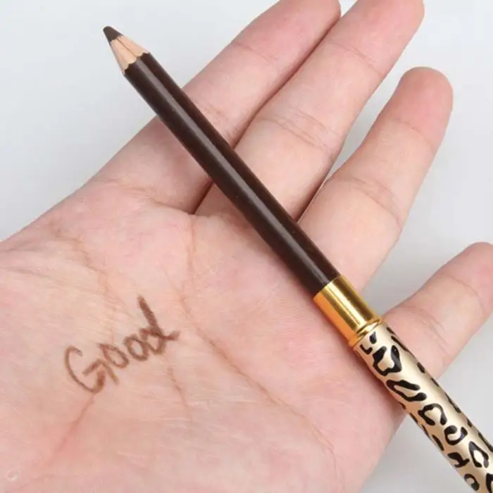 Высокое качество, женский водонепроницаемый коричневый карандаш для бровей, карандаш для бровей с кисточкой, леопардовый дизайн, металлический корпус, инструмент для макияжа