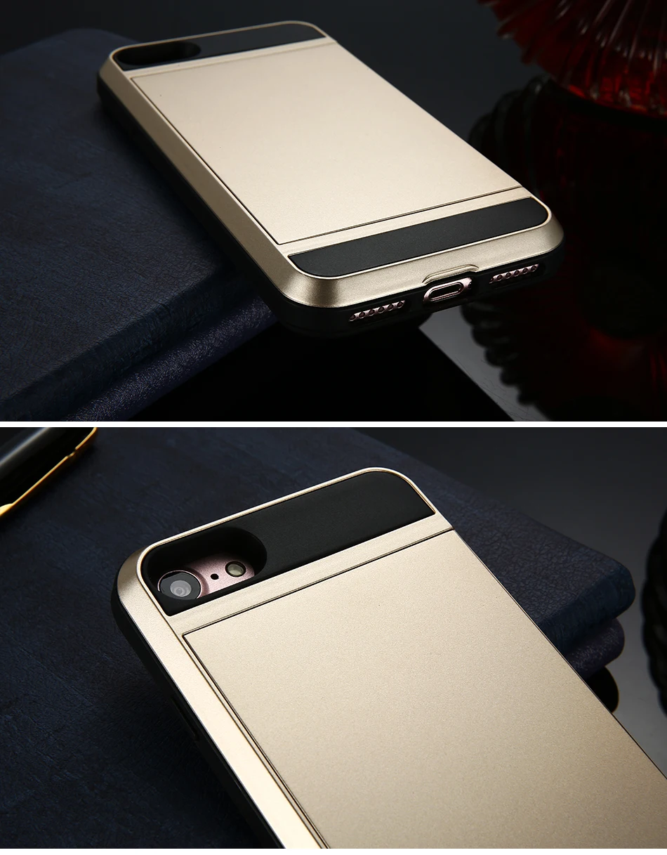 MR.YI Armor Case For iPhone 7 6 6S Plus 5 5S SE 5C Back Cover Slide Hidden Card Holder Phone Case For iPhone 5 6 6S 7 Plus Cover (21)