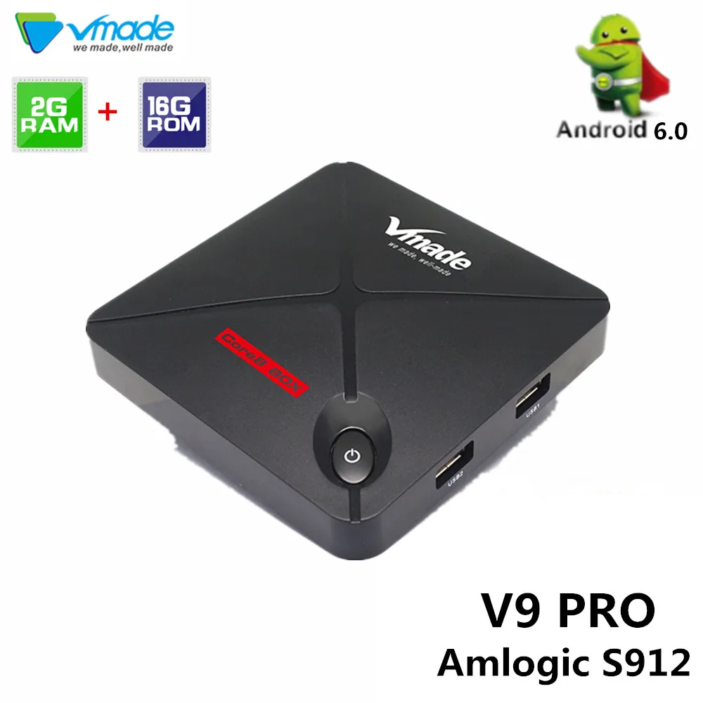 

Vmade Transpeed Android 6.0 OS Android TV BOX Amlogic S912 V9 PRO 2GB + 16GB Set Top Box 4K H.265 Wifi 2 X USB 2.0 media player