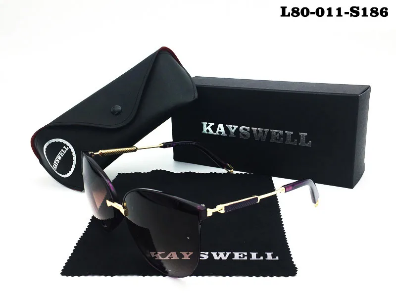 KAYSWELL, кошачий глаз, солнцезащитные очки для женщин, черная оправа, градиентные солнцезащитные очки, очки для вождения, L80-011 - Цвет линз: L80-011-S186