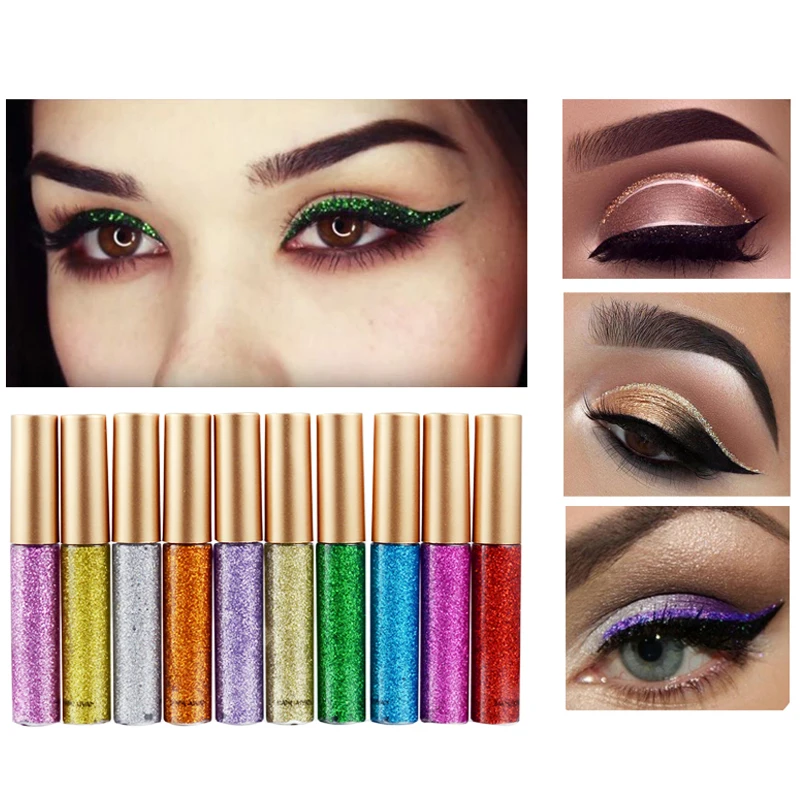

Shining Glitter Liquid Eyeliner Pencils Long Lasting Waterproof Pigment Shimmer Eyeliner 10 Colors