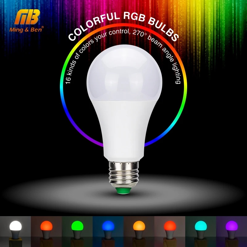 Светодиодная лампа RGB 5 Вт 10 15 E27 AC85 265V 16 изменяемый цвет с функцией памяти + ИК