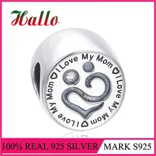 Я люблю свою маму Семейные Подвески бусины, подходящие для подвесок-шармов Серебро 925 первоначально breloque браслеты рождественские подвески бусы для изготовления ювелирных изделий