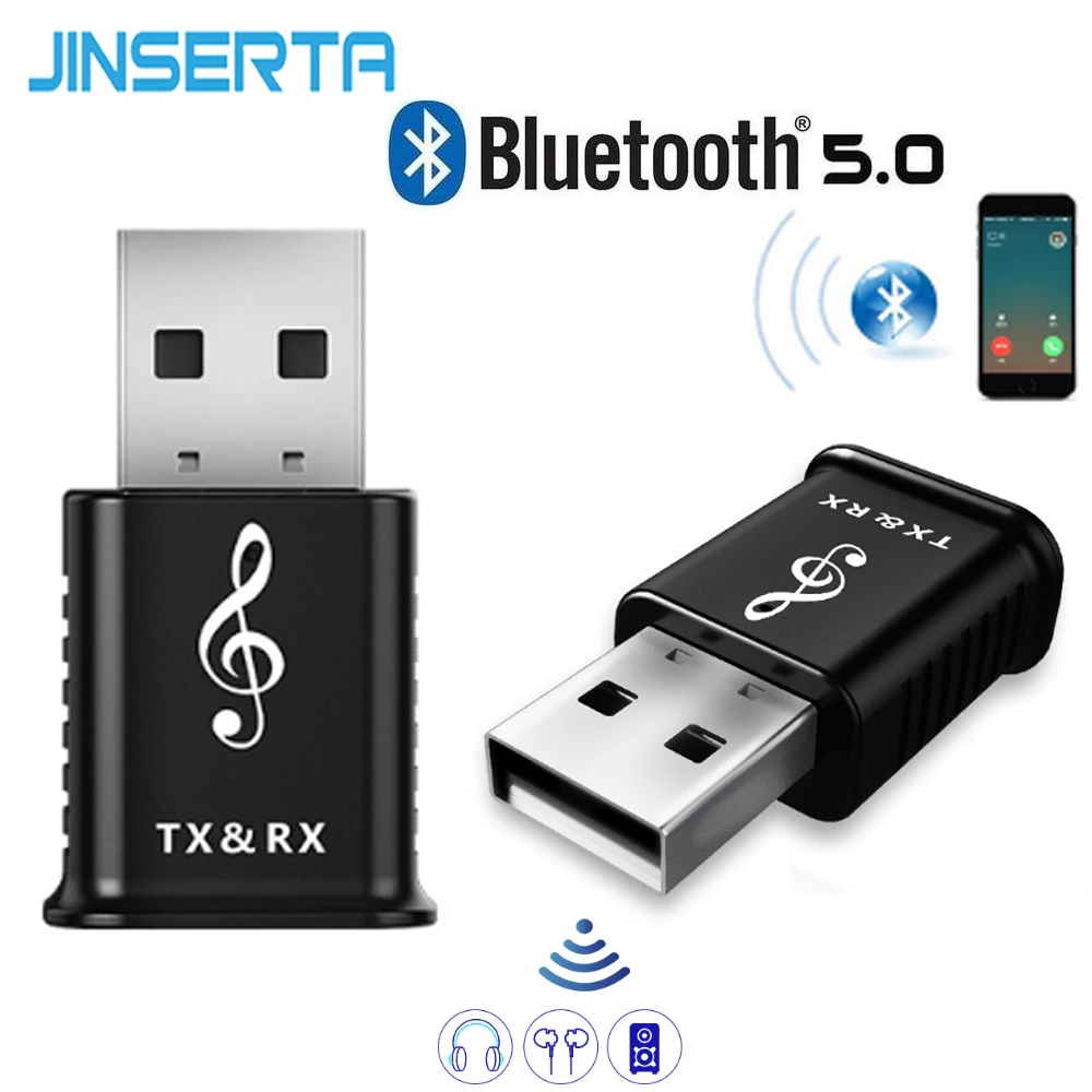 

JINSERTA Bluetooth 5.0 Transmitter Wireless 3.5mm Stereo Audio Music Adapter Mini Audio Receiver For PC TV Headphones Speaker