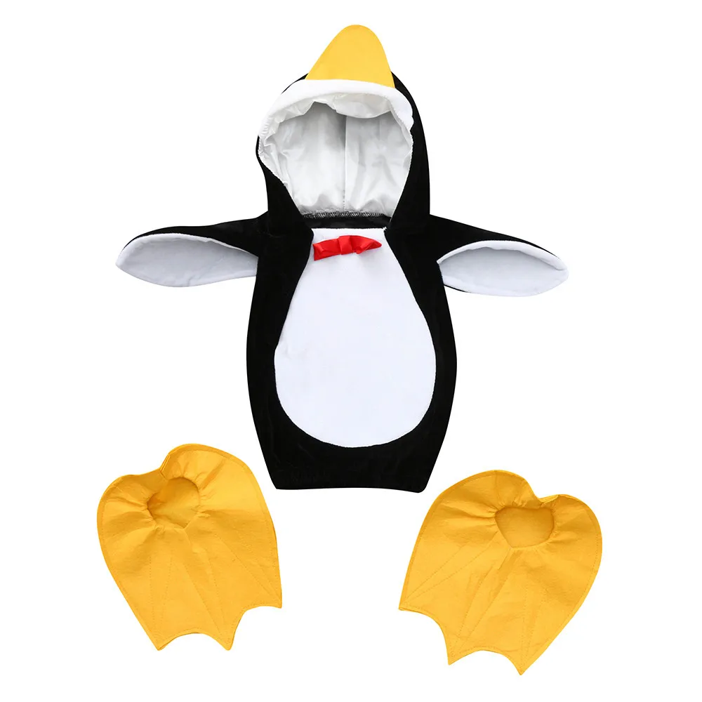 

ARLONEET Clothes Baby Girls Boys Long Sleeve Black Romper Footwears 2Pcs Clothes Set Cute 3D baby Cartoon Penguin Cotton Clothes