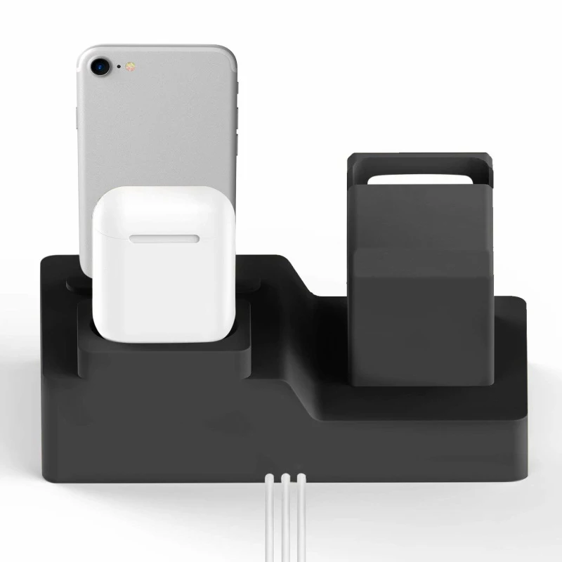 3 в 1 для Apple watch 4 3 2 для Airpods для iPhone X XS XR 8 8 Plus 7 6 Силиконовое быстрое зарядное устройство Подставка для зарядки док-станция