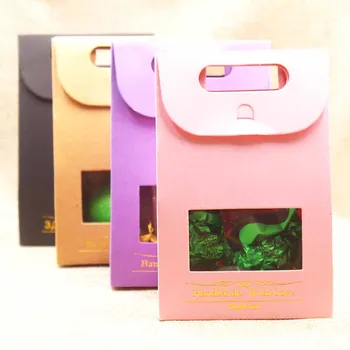 

5pcs pink/Brown/pink/purple Handmade gift bags,Stand up window boxes recyclable for wedding/gift/coffee/nuts/tea/ candy package