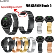 LANDFOX браслет из натуральной нержавеющей стали быстрая замена подходит Ремешок Браслет для Garmin Fenix 5 часы-браслет с GPS Fa