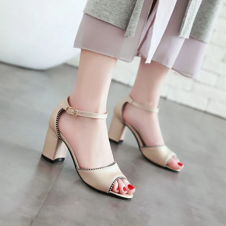 

Big Size 9 10 11-15 high heels sandals women shoes woman summer ladies Solid color word with bag and open toe