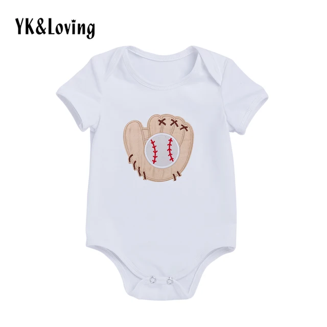 Solid Short sleeve Baby Boy Romper Baseball Pattern Jumpsuit Diaper