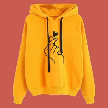 

Heart Hoodie Finger Sweatshirt 4xl Poleron Mujer 2019 Black Yellow Hoodies Women Wine Red Pullover Korean Oversized Hoodie