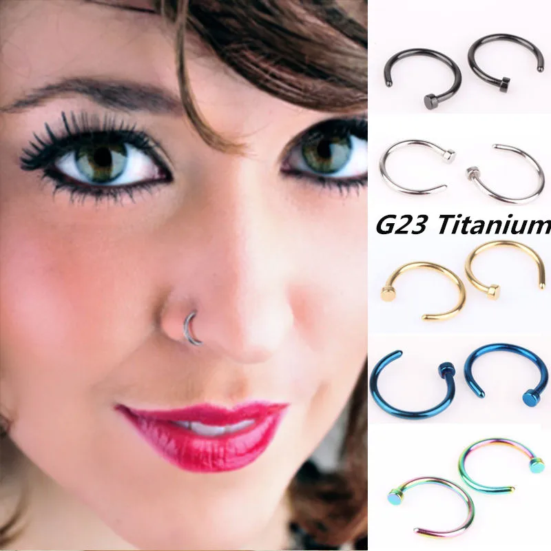 

High Polished 18g G23 Titanium Hoop Nose Rings Body Piercing Jewelry