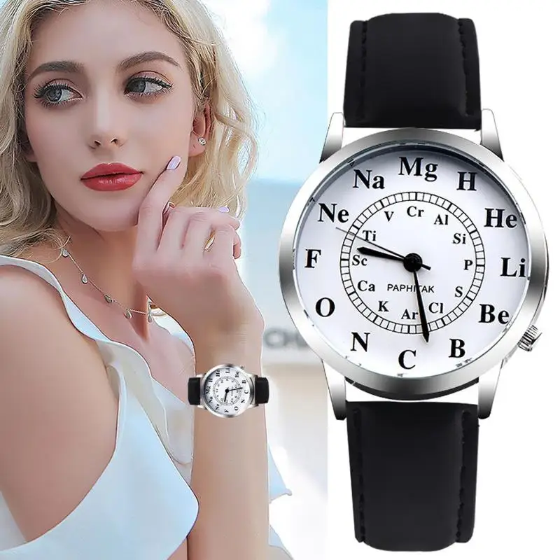 Водонепроницаемые кварцевые часы с холщовым ремешком, женские наручные часы с химическим элементом, наручные часы, высококачественные часы, ретро дизайн
