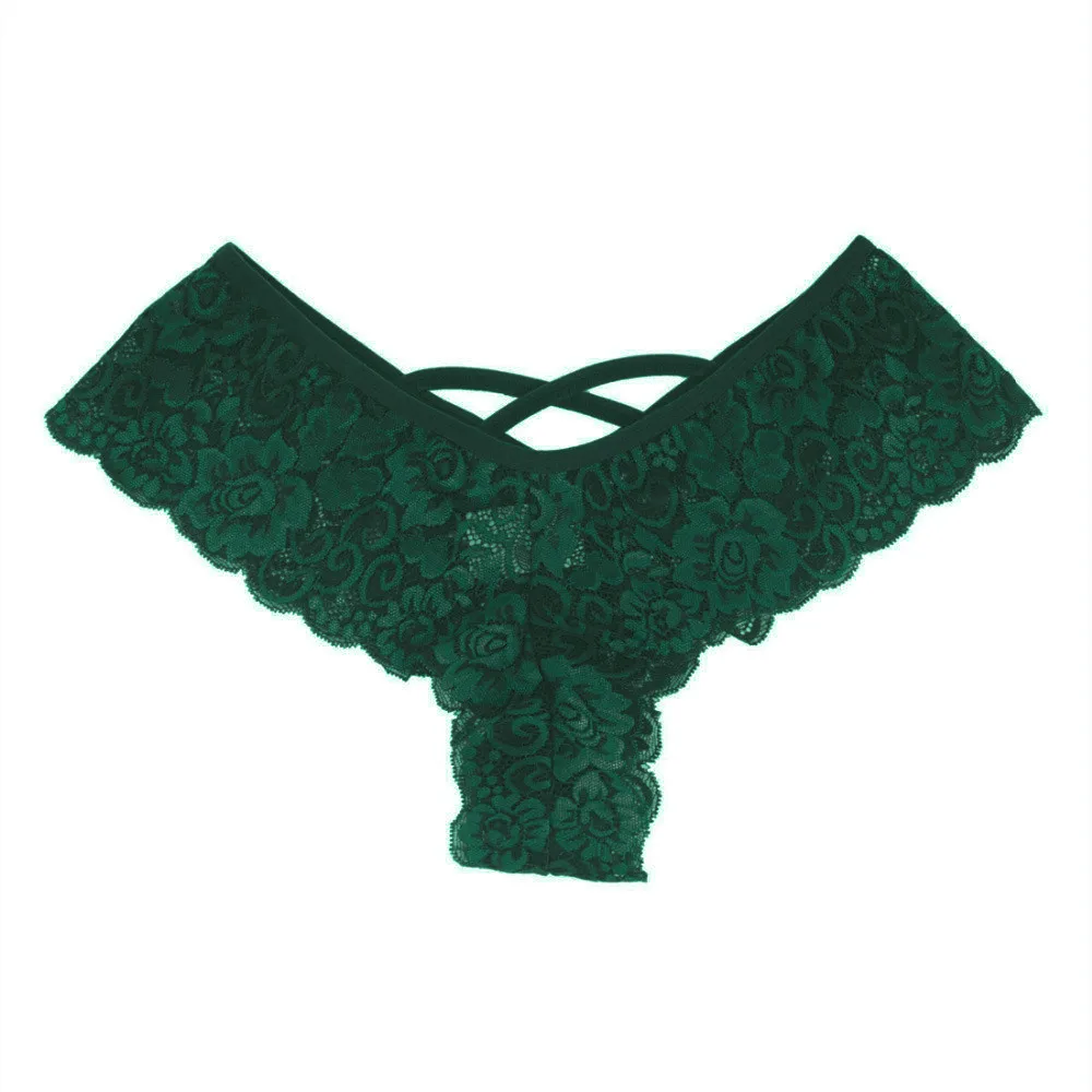 TZ#5/21 сексуальное женское кружевное нижнее белье с низкой талией, трусики-стринги - Цвет: Зеленый