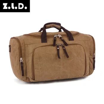 

Z.L.D. Classic vintage canvas bag large capacity men and women handbags weekend travel bag Duffle Bag shoulder Messenger bag
