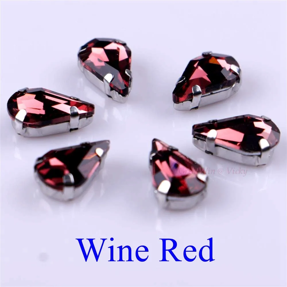 Elegant Teardrop Crystal Rhinestones with Claw Metal Base - 20 Piece Set