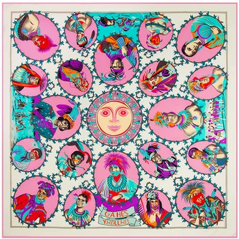 

130cm*130cm Indian figure head Twill silk scarf women 2020 new bandana from india poncho woman scarves cachecol sciarpa A151