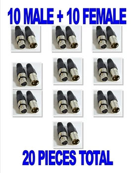 

10 Male & 10 Female 3 Pin XLR Connectors for Microphone Mic Cable serviceable