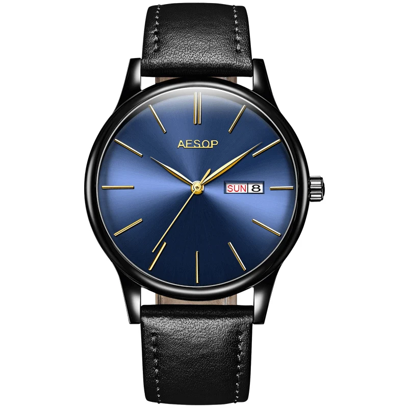 AESOP часы мужские роскошные брендовые деловые мужские механические часы из нержавеющей стали мужские модные сапфировые водонепроницаемые наручные часы - Цвет: Blue Black
