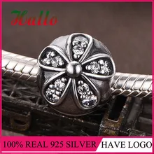 Подлинная 925 пробы Серебряный цветок клип талисманы Fit бренд браслет Шарм самодельное ювелирное изделие из бисера Berloque