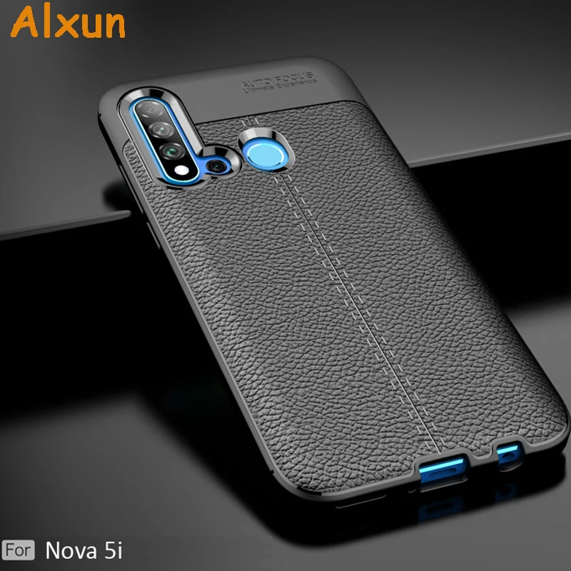 

Alxun For Huawei Nova 5 Pro Case Leather Luxury Soft TPU Ultra Fashion Shockproof Back Cover For Huawei Nova 5i Case Coque Capa