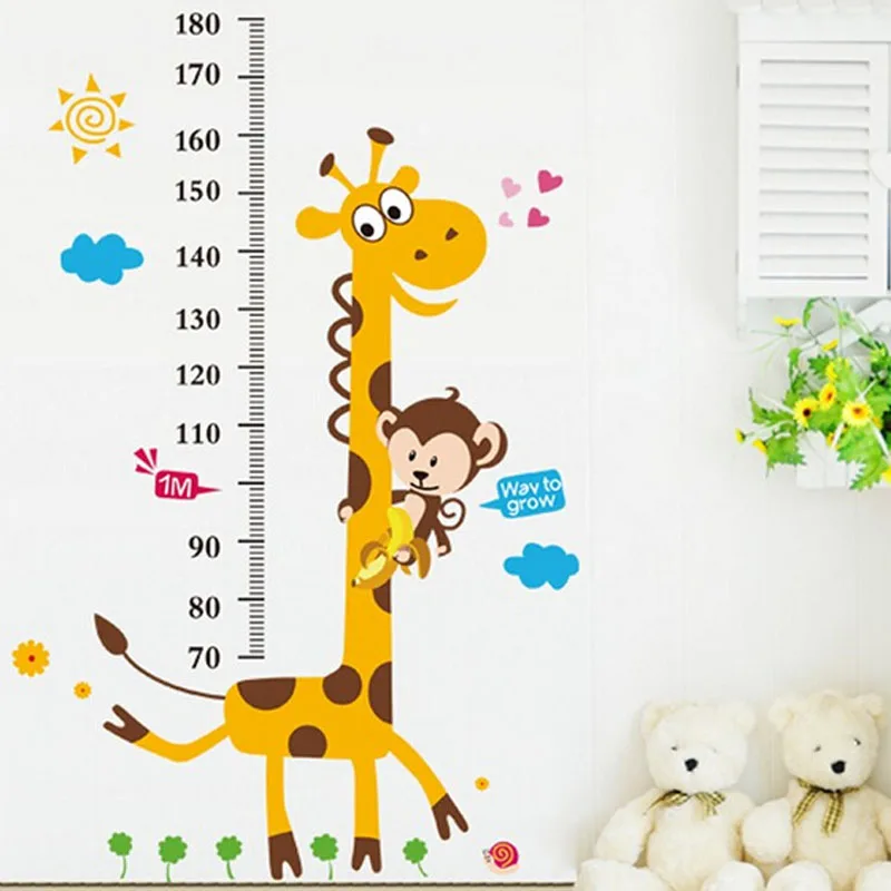 

Height Ruler Home Decoration Sticker wallpaper Vinilos Paredes Kids Height Chart Wall Sticker Home Decor Cartoon Giraffe
