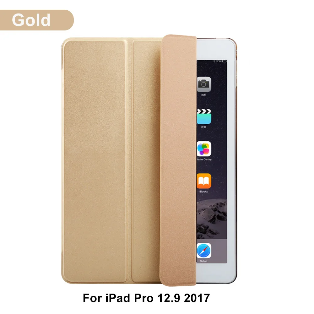 Ultra Slim Смарт чехол для Apple iPad Pro 12.9 12." искусственная кожа Планшеты складной Фолио чехол автовключение/сна - Цвет: gold