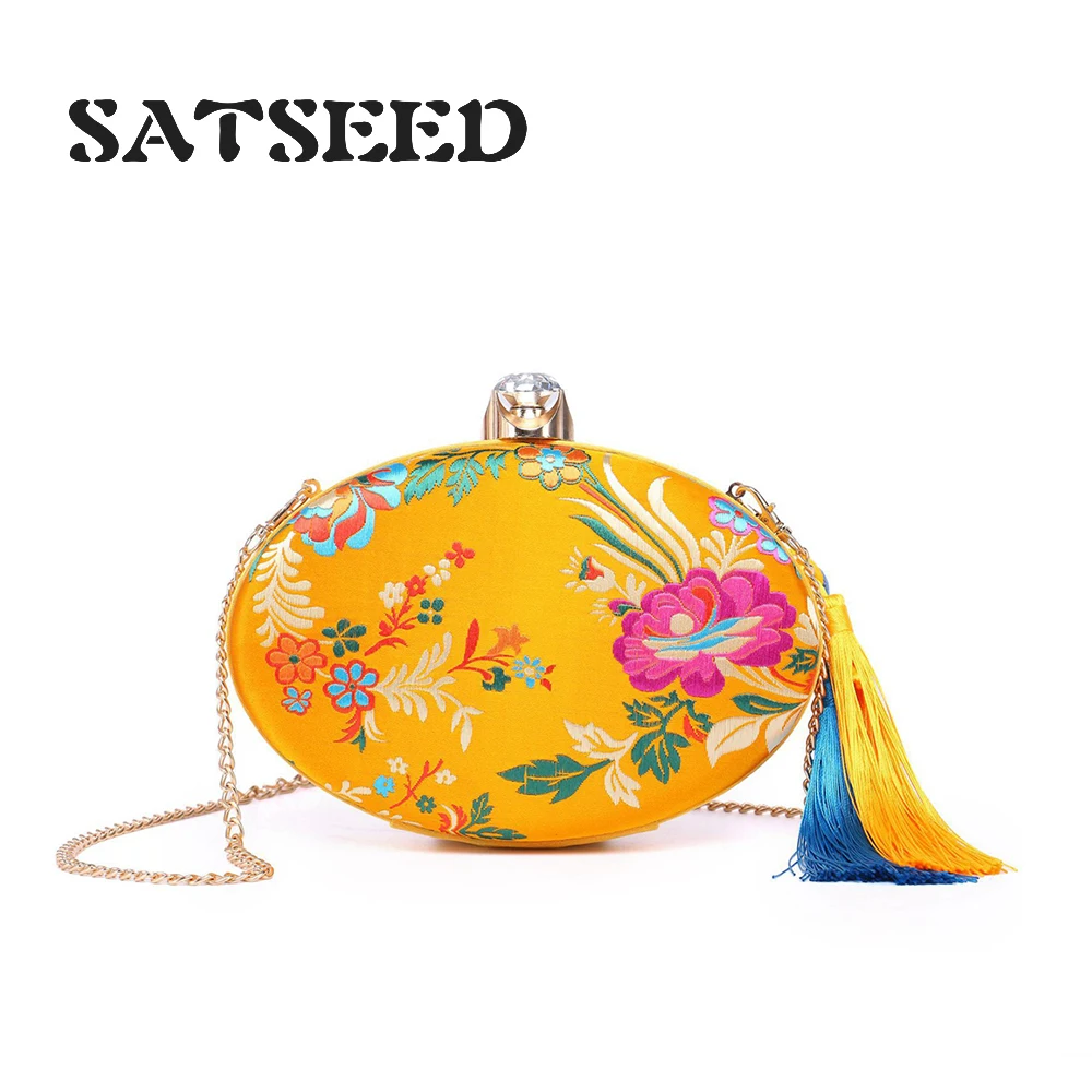 

2018 Vintage Embroidery Evening Bag Retro Day Clutch Ethnic Dress Cheongsam Silk Chinese Style National Mini Circular Women Bag