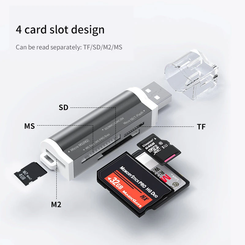 Micro USB 4 в 1 кард-ридер высокоскоростной USB3.0 Универсальный M2/MS/TF/SD смарт-карта памяти адаптер мини U диск для Android компьютера