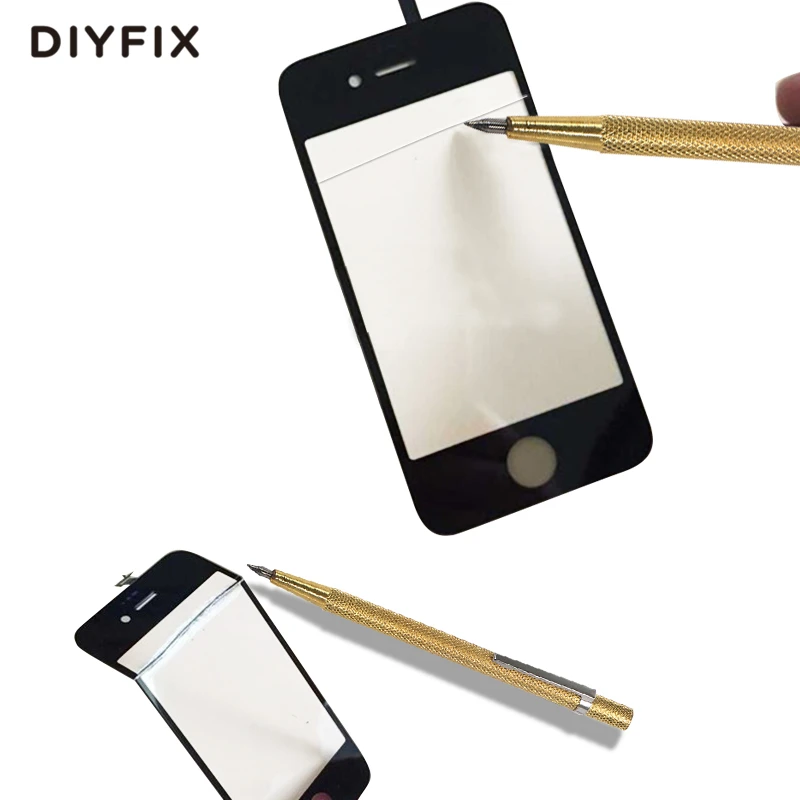 DIYFIX профессиональная стеклянная режущая ручка с нескользящей металлической ручкой для мобильного телефона планшета экран стекло резак инструмент для ремонта