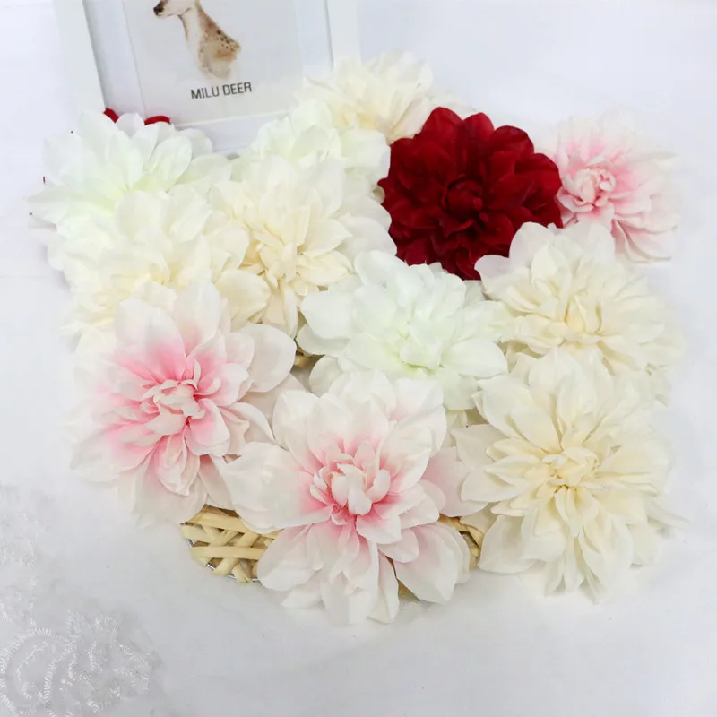

Flone 12cm Artificial Dahlia Flower Head Simulation Flower Heads Fake Silk Flowers DIY For Wedding Home Party Decoration Floral